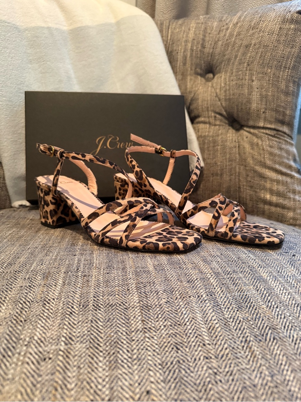 J. Crew Leopard Print Strappy Block Heel Sandals - size 7.5 - Picture 2 of 11